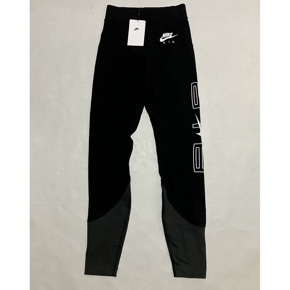 Nike Air Logo Women's XS Tight Fit High Rise Full Length Leggings Black NEW NWT